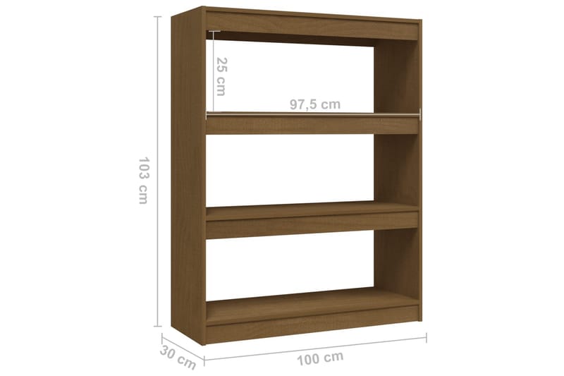 Bokhylla/Rumsavdelare honungsbrun 100x30x103 cm furu - Honung - Bokhylla