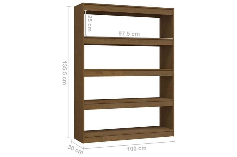 Bokhylla/Rumsavdelare honungsbrun 100x30x135,5 cm furu - Honung - Bokhylla