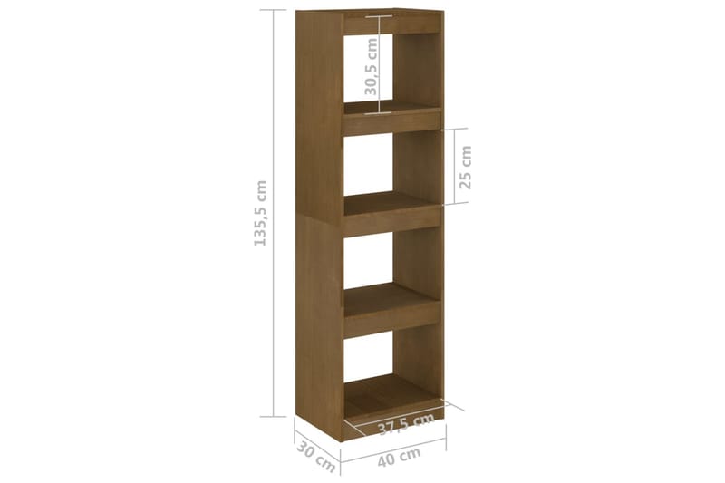 Bokhylla/Rumsavdelare honungsbrun 40x30x135,5 cm furu - Honung - Bokhylla