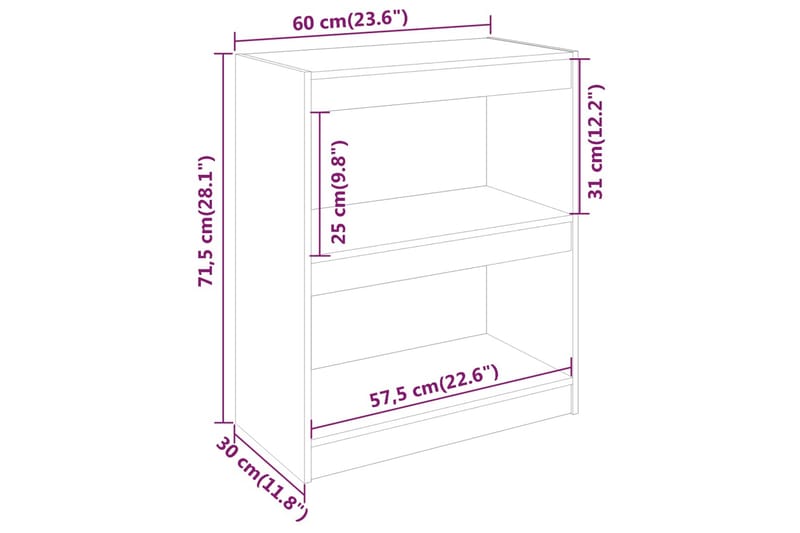 Bokhylla/Rumsavdelare honungsbrun 60x30x71,5 cm massiv furu - Honung - Bokhylla