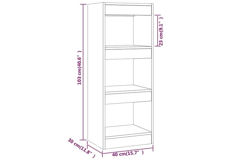 Bokhylla/Rumsavdelare sonoma-ek 40x30x103 cm spånskiva - Brun - Bokhylla