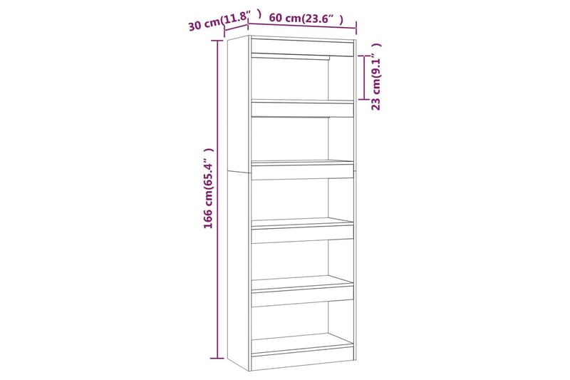 Bokhylla/Rumsavdelare sonoma-ek 60x30x166 cm spånskiva - Brun - Bokhylla