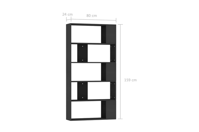 Bokhylla/Rumsavdelare svart 80x24x159 cm spånskiva - Svart - Bokhylla