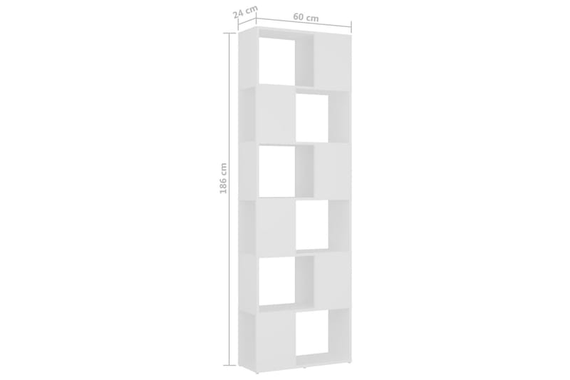 Bokhylla/Rumsavdelare vit 60x24x186 cm - Vit - Förvaring - Hylla - Bokhylla