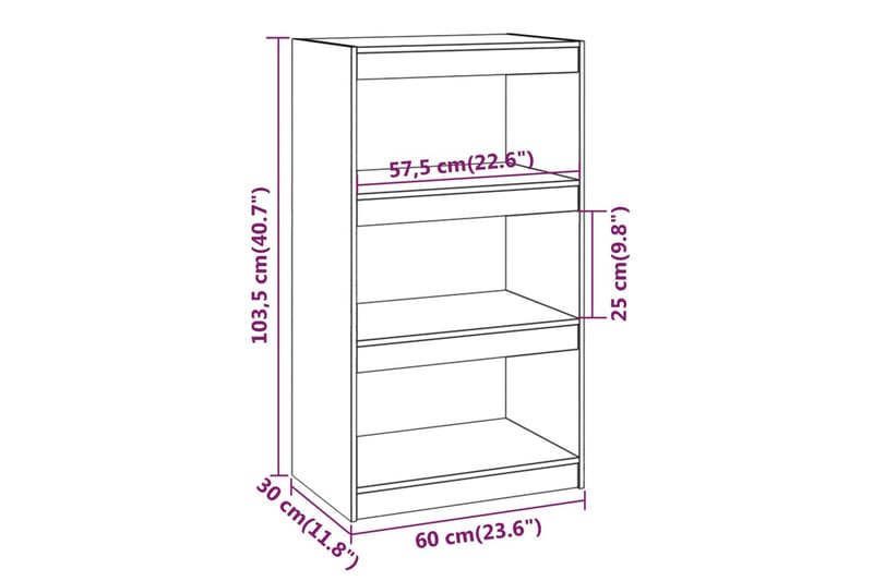 Bokhylla/rumsavdelare vit 60x30x103,5 cm massiv furu - Vit - Bokhylla