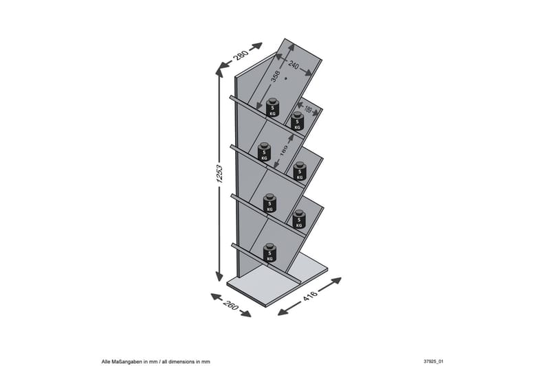 FMD Stående hylla geometrisk ek - Brun - Bokhylla