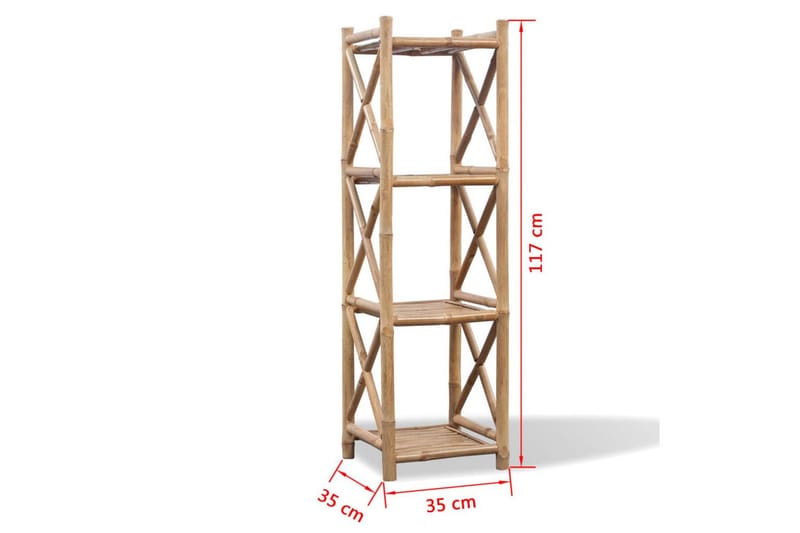 Hylla i bambu med 4 nivåer - Brun - Bokhylla