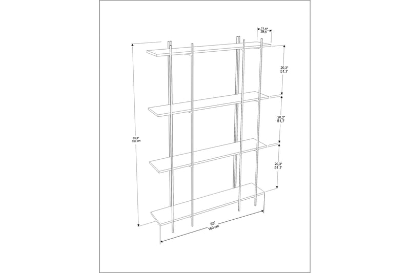 Painesville Bokhylla 160 cm - Svart/Green - Bokhylla