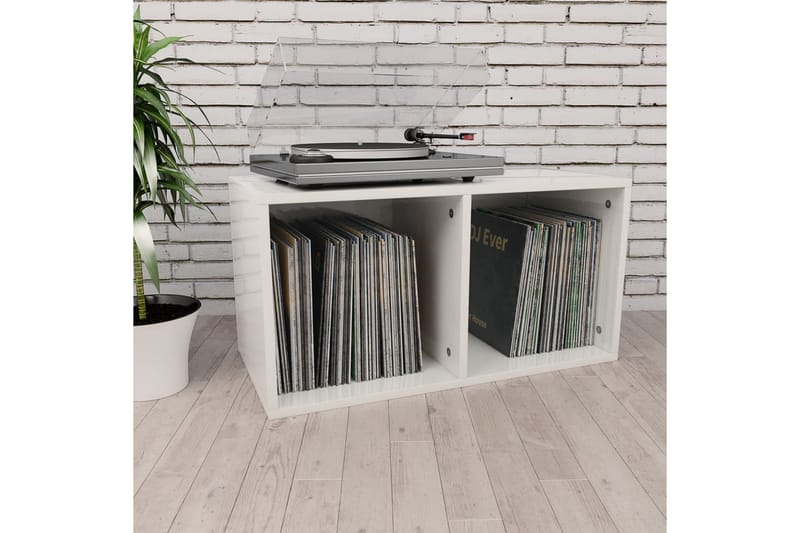 Vinylhylla högglans vit 71x34x36 cm spånskiva - Vit - Bokhylla