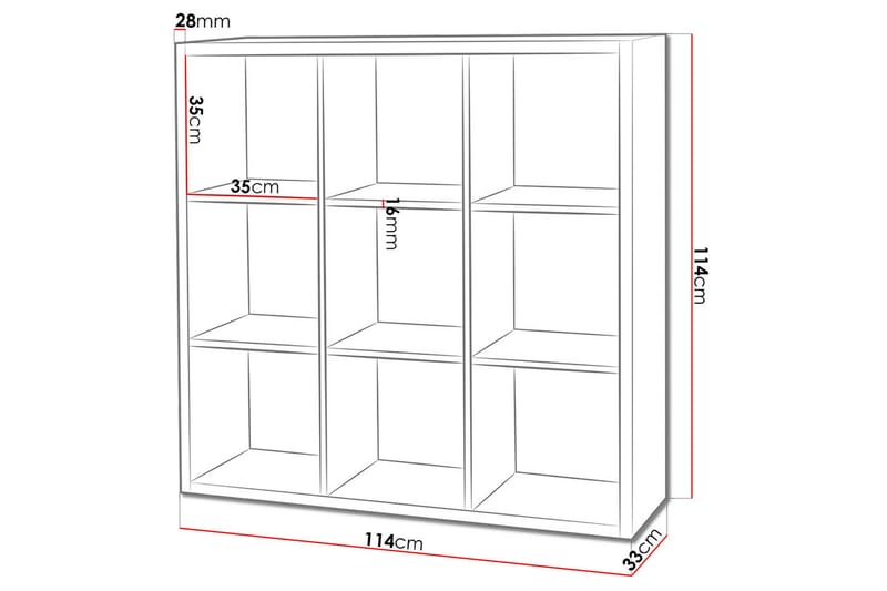 Franzine Bokhylla 114 cm - Vit - Förvaring - Hylla - Bokhylla