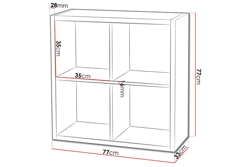 Franzine Bokhylla 77 cm - Vit - Förvaring - Hylla - Bokhylla