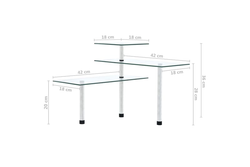 Hörnhylla till kök 3 hyllplan härdat glas - Transparent - Kökshylla - Hörnhylla