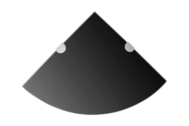 Hörnhyllor 2 st kromade hyllkonsoler glas svart 25x25 cm - Svart - Kökshylla - Hörnhylla
