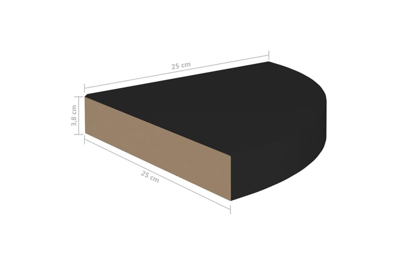 Svävande hörnhylla svart 25x25x3,8 cm MDF - Svart - Kökshylla - Hörnhylla