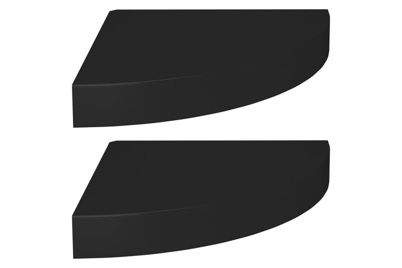 Svävande hörnhyllor 2 st svart 25x25x3,8 cm MDF - Svart - Kökshylla - Hörnhylla