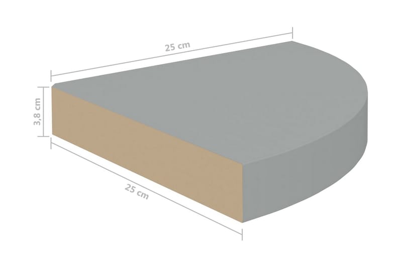 Svävande hörnhyllor 4 st grå 25x25x3,8 cm MDF - Grå - Kökshylla - Hörnhylla