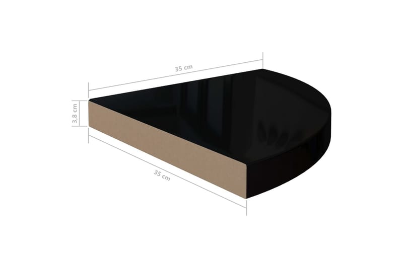 Svävande hörnhyllor 4 st svart högglans 35x35x3,8 cm MDF - Svart - Kökshylla - Hörnhylla