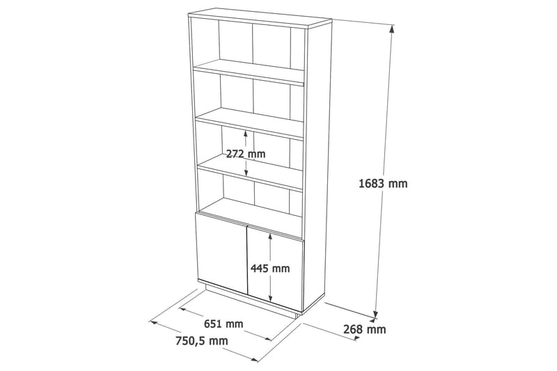 Jaivind Bokhylla 75 cm - Brun/Antracit - Förvaring - Hylla - Bokhylla