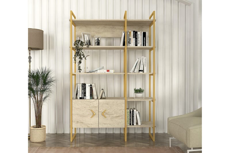 Pauliceia Bokhylla 120 cm - Beige/Guld - Förvaring - Hylla - Bokhylla