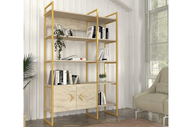 Pauliceia Bokhylla 120 cm - Beige/Guld - Förvaring - Hylla - Bokhylla