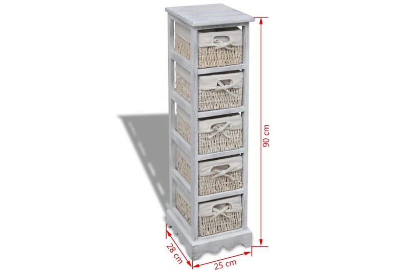 Förvaringshylla med 5 korgar trä vit - Vit - Steghylla & trapphylla