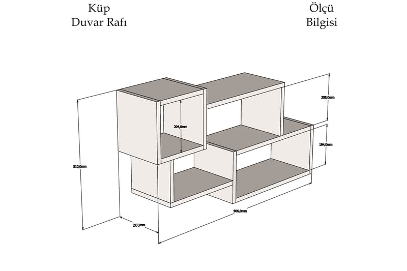 Afronda Vägghylla - Vit/Valnöt - Vägghylla