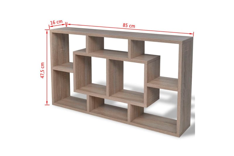 Flytande vägghylla 8 fack ekfärg - Brun - Vägghylla