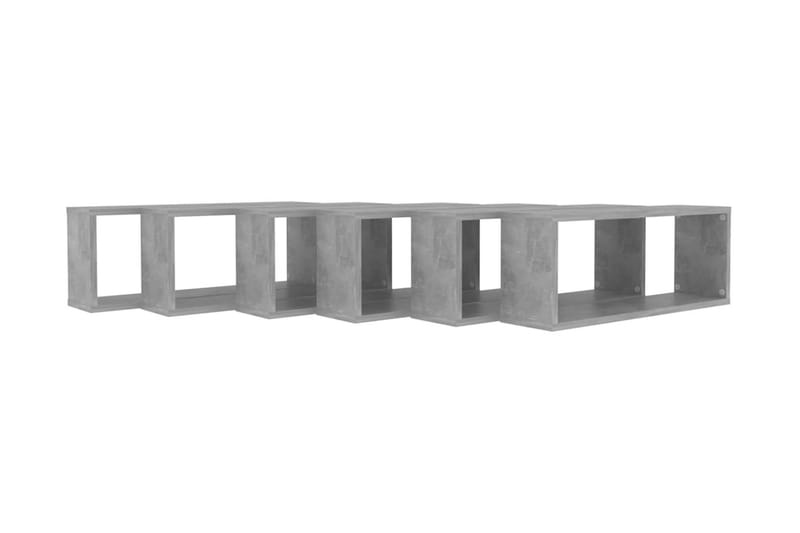 Vägghylla kubformad 6 st betonggrå 60x15x23 cm spånskiva - Betonggrå - Vägghylla