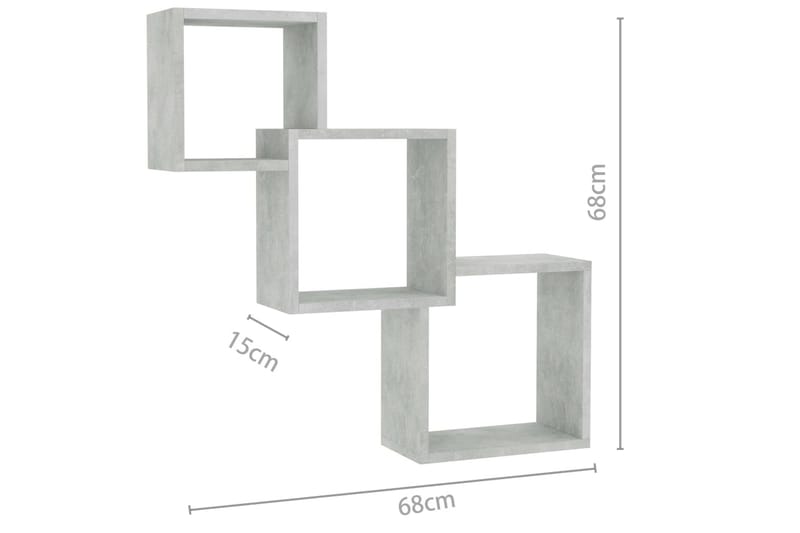 Kubhyllor betonggrå 84,5x15x27 cm spånskiva - Grå - Vägghylla