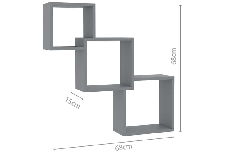 Kubhyllor grå 84,5x15x27 cm spånskiva - Grå - Förvaring - Hylla - Vägghylla