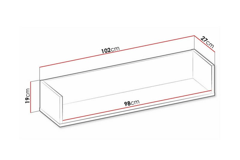 Rathmore Vägghylla 102x27 cm - Mörkgrå - Förvaring - Hylla - Vägghylla