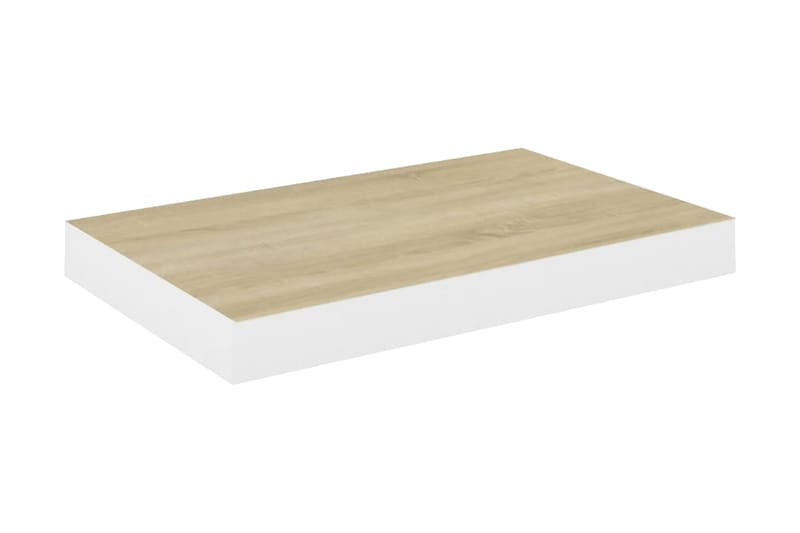 Svävande vägghylla ek och vit 40x23x3,8 cm MDF - Vit/Trä - Förvaring - Hylla - Vägghylla