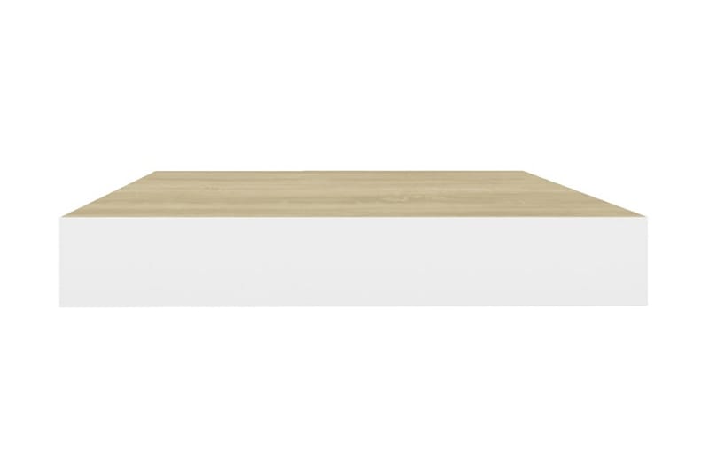 Svävande vägghyllor 2 st ek och vit 40x23x3,8 cm MDF - Vit/Trä - Vägghylla