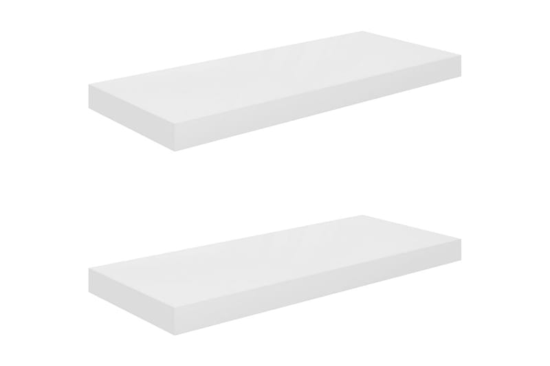 Svävande vägghyllor 2 st vit högglans 60x23,5x3,8 cm MDF - Vit - Vägghylla