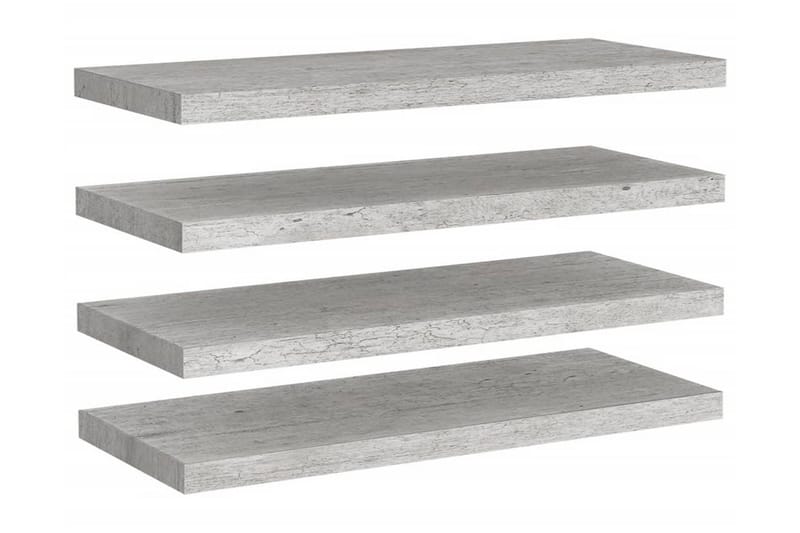 Svävande vägghyllor 4 st betonggrå 80x23,5x3,8 cm MDF - Betonggrå - Förvaring - Hylla - Vägghylla