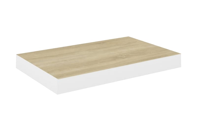 Svävande vägghyllor 4 st ek och vit 50x23x3,8 cm MDF - Vit/Trä - Vägghylla