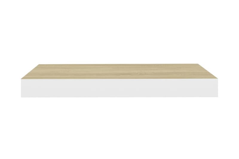 Svävande vägghyllor 4 st ek och vit 50x23x3,8 cm MDF - Vit/Trä - Vägghylla