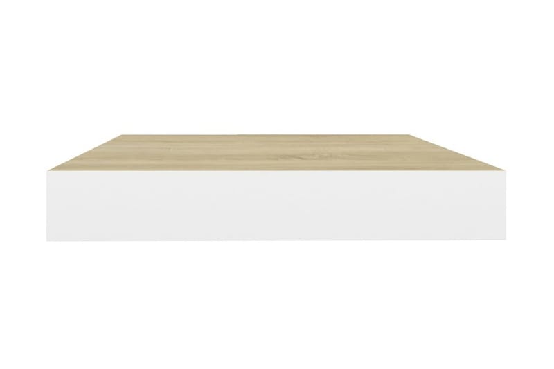 Svävande vägghyllor 4 st ek och vit 50x23x3,8 cm MDF - Vit/Trä - Vägghylla