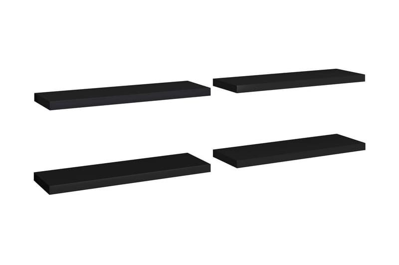 Svävande vägghyllor 4 st svart 80x23,5x3,8 cm MDF - Svart - Vägghylla