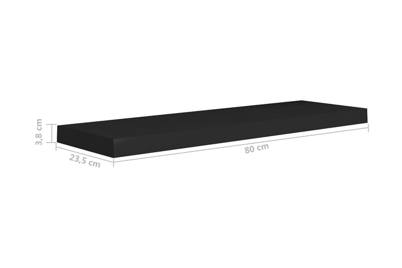 Svävande vägghyllor 4 st svart 80x23,5x3,8 cm MDF - Svart - Vägghylla