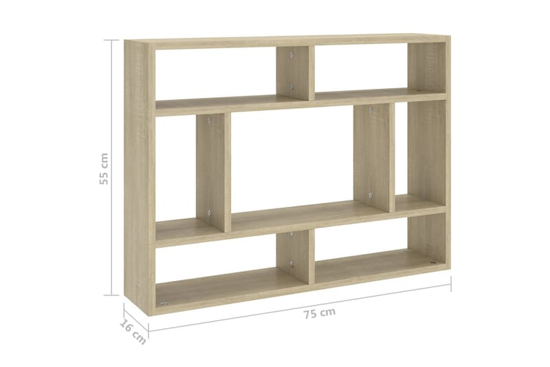 Vägghylla sonoma-ek 75x16x55 cm spånskiva - Brun - Vägghylla