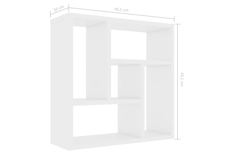 Vägghylla vit högglans 45,1x16x45,1 cm spånskiva - Vit - Vägghylla