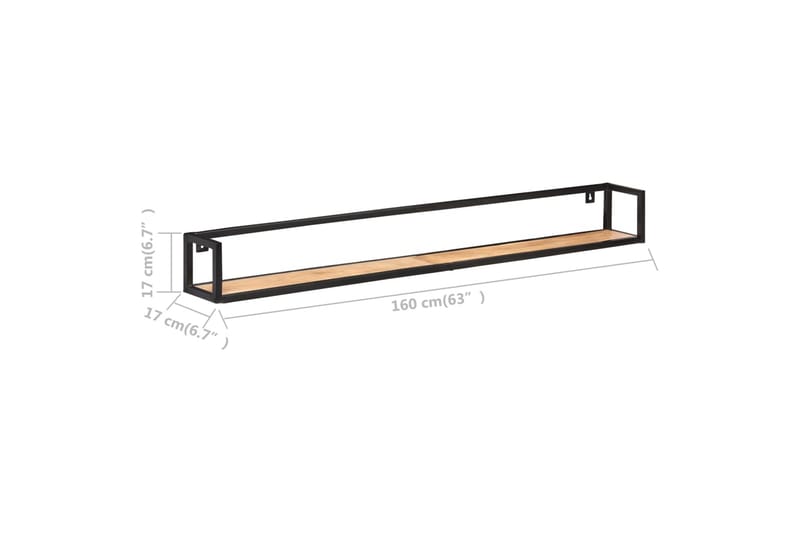 Vägghyllor 2 st 160 cm massivt akaciaträ - Brun - Vägghylla