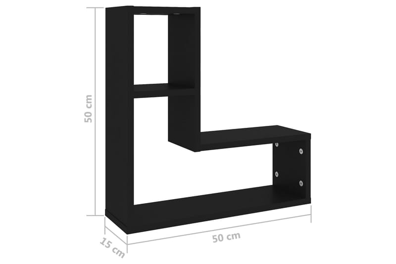 Vägghyllor 2 st svart 50x15x50 cm spånskiva - Svart - Förvaring - Hylla - Vägghylla