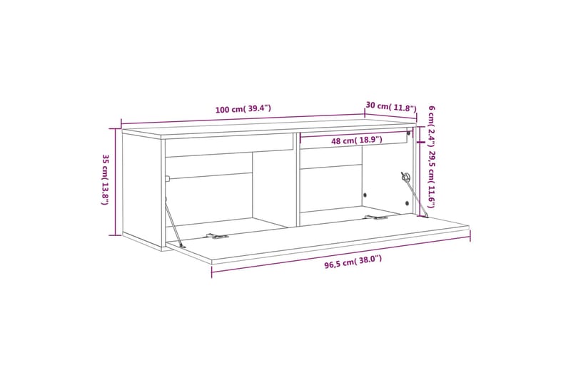 Väggskåp svart 100x30x35 cm massiv furu - Svart - Vägghylla