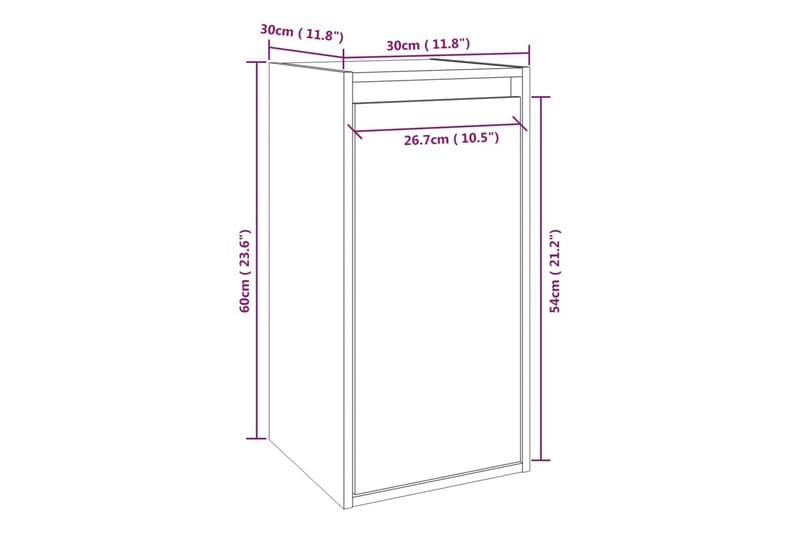 Väggskåp vit 30x30x60 cm massiv furu - Vit - Vägghylla