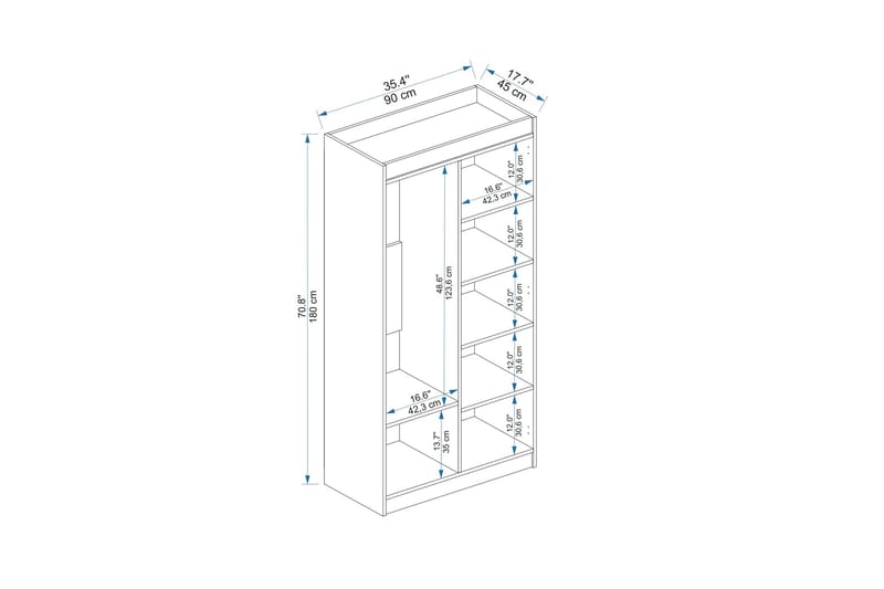 Akser Garderob 90x180 cm - Vit - Förvaring - Klädförvaring - Garderob & garderobssystem