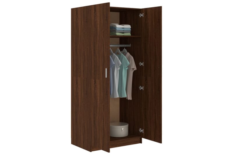 beBasic Garderob brun ek 80x52x180 cm konstruerat trä - Brown - Garderob & garderobssystem - Klädskåp & fristående garderob