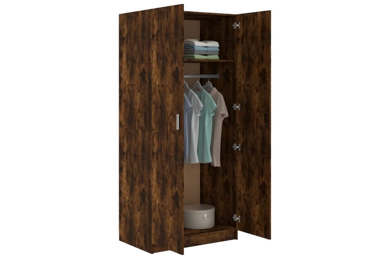 beBasic Garderob rökfärgad ek 80x52x180 cm konstruerat trä - Brown - Garderob & garderobssystem - Klädskåp & fristående garderob