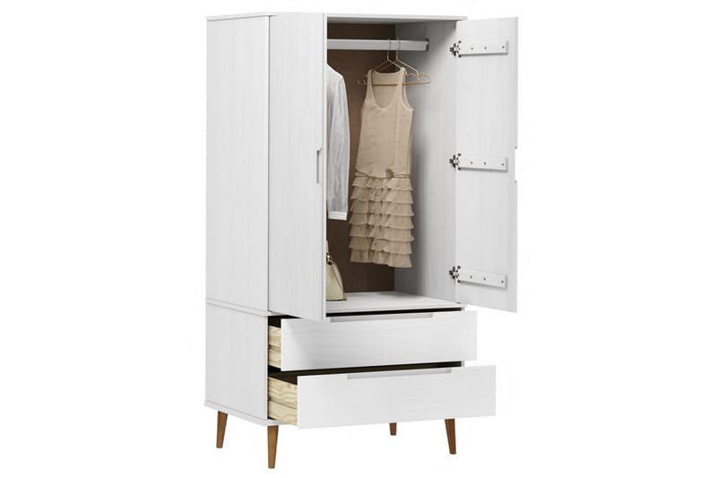 beBasic Garderob vit 90x55x175 cm massiv furu - White - Garderob & garderobssystem - Klädskåp & fristående garderob